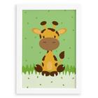 Quadro Infantil Safari Girafa Quarto Moldura Branca 22x32