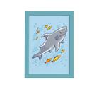 Quadro Infantil Shark Tubarão Moldura Azul 22x32cm