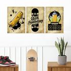 Quadro Infantil Skate Kit 3 20x30cm Decorativo Radical Quarto Criança