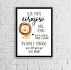 Quadro Infantil Tema Safari Seja Forte E Corajoso 24x18cm - com vidro