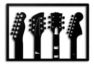 Quadro Instrumentos Musicais Mdf Preto Guitarra Violão 40Cm