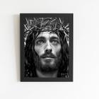 Quadro Jesus Cristo Coroa Espinhos Moldura Preta 60x40cm