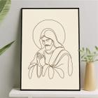 Quadro Jesus One Line - Marrom 33x24cm - com vidro