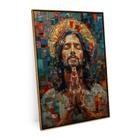 Quadro Jesus Religioso 90x60 Cm 3d Ladrilhos Para Escritório - Bimper Quadros