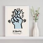 Quadro Keith Haring Crossed Fingers - Azul 24x18cm