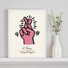 Quadro Keith Haring Crossed Fingers - Rosa 24X18Cm