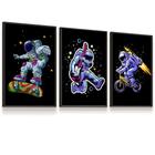 Quadro Laminado Astronauta Skate Bike Foguete 23x33 Cada