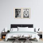 Quadro Leão e Leoa 142x100 2-100x70 Caixa Marfim Moldura Caixa, Marfim