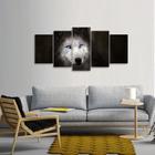 Quadro Lobo Branco decorativo Para Sala Quarto Hall Mosaico