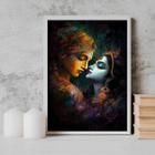 Quadro Lord Radha Krishna Love 24X18Cm - Com Vidro Branca