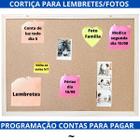 Quadro lousa cortiça Painel Mural Aviso apontar fixar Recados avisos 90x60cm organize-se