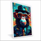 Quadro Macaco de Chapéu Canvas Com Vidro