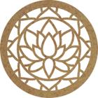 Quadro Mandala Decoração Parede Flor De Lotus Redonda Mdf Crú