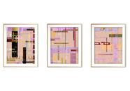 Quadro mdf 45x96 dourado formas abstratas mod 168