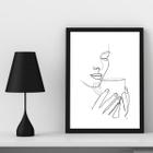 Quadro Minimalista Mulher BebendoCafé 33x24cm - com vidro