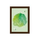 Quadro Minimalista Safari Gorila Verde Moldura Marrom 22x32