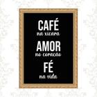 Quadro Moldura Dourada Café Amor Fé 33x24cm