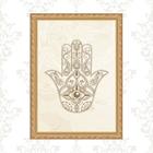 Quadro Moldura Dourada Hamsa Indiano 33x24cm