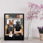 Quadro Montagem Cães Pessoas Metrô 24X18Cm Branca