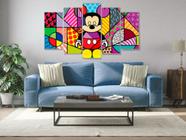 Quadro Mosaico 5 peças mdf 6mm  Romero Brito mickey