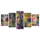 Quadro Mosaico Decorativo 100 Dólares Colorido Moeda Estados Unidos Da América