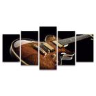 Quadro Mosaico Decorativo Guitarra Marrom Envernizado Preto Cordas