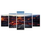 Quadro Mosaico Decorativo Lava Vulcão Paisagem Cinzas Anoitecer