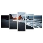 Quadro Mosaico Decorativo Praia Areia Ondas Mar Preto Montanhas