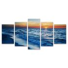 Quadro Mosaico Decorativo Praia Azul Entardecer Paisagem Mar Ondas