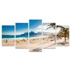 Quadro Mosaico Decorativo Praia Pessoas Litoral Tropical Ondas Paisagem