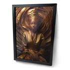 Quadro Mulher Roupa Dourada Dourado Moldura Preta e Vidro