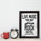 Quadro Musica Rock Live Music 33x43 Moldura Preta