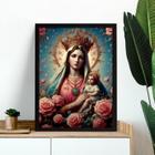 Quadro Nossa Senhora Com Menino Jesus- Flores 24x18cm - com vidro