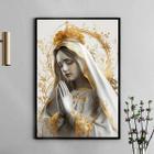 Quadro Nossa Senhora Fátima Branco e Ouro 45x34cm - com vidro