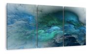 Quadro Nuvens Abstrata Em Azul Conjunto Grande 120x60 Tecido