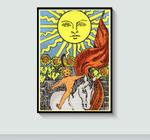 Quadro O Sol do Tarô (The Sun Tarot) com Moldura E Acetato Tamanho A3