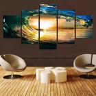 Quadro Onda Surfista Praia Lindo5 Peças Mosaico Mdf6mm