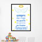 Quadro Oração - Anjo da Guarda Azul 33x24cm - com vidro