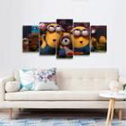 Quadro Os Minions Para Quarto Mosaico 5 Peças 125x60 Hall