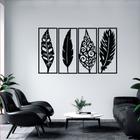 Quadro Painel Decorativo Delicado Vazado 4 Partes Folhas Desenhadas Minimalistas MDF Decoração Casa Sala