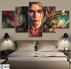 Quadro Painel Decorativo Lara Croft Mosaico 5 Pçs