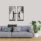 Quadro Painel Duplo Casal Cabeceira Parceira Cama Parede Amor Decorativo Quarto Sala Enfeite escultura de Parede MDF Pre