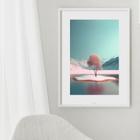 Quadro Paisagem Neve Árvore Rosa - 60x48cm
