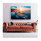 Quadro Paisagens e Natureza Amazing Beautiful Sunset c/ Moldura Marrom e Vidro