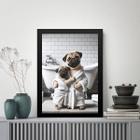 Quadro Para Banheiro Pugs - Pai E Filho 33X24Cm