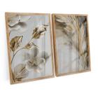 Quadro Para Sala Abstrato Flores Da Vida Em Dourado E Branco ModernoDecorativo C/ Moldura e Vidro - Bimper