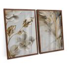 Quadro Para Sala Abstrato Flores Da Vida Em Dourado E Branco ModernoDecorativo C/ Moldura e Vidro - Bimper