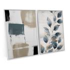 Quadro Para Sala Decorativo Abstrato C/ Moldura Moderno Hall Mural Floral Azul - Bimper