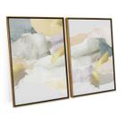 Quadro Para Sala Decorativo Abstrato Dourado Elegant Soft Watercolor C/ Moldura Moderno - Bimper