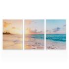 Quadro Para Sala Decorativo Praia Mar Pôr Do Sol Paisagem Moderno Mosaico Canvas - Bimper